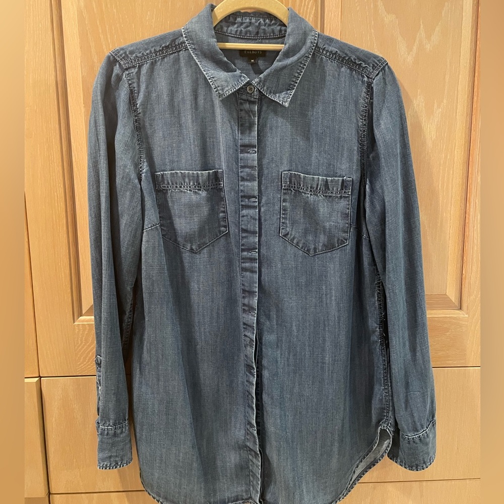 Talbots Blue Chambray Denim Tunic Top